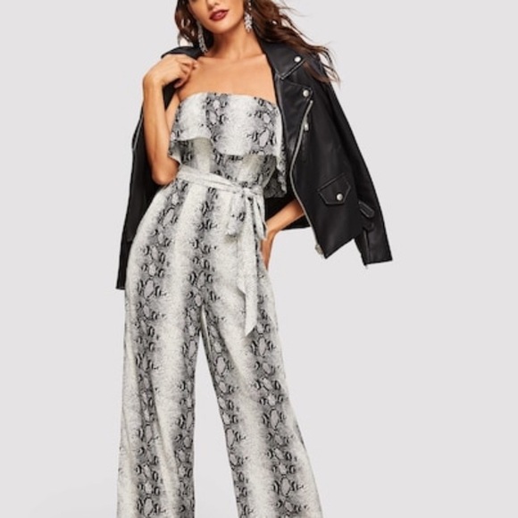 Pants - Poly Snakeskin Tube Jumpsuit